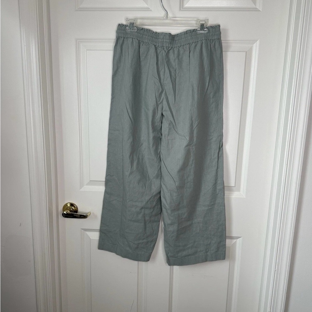 J.Crew Pants Size 10 Sea Foam Green Linen Blend Lagenlook Wide Leg Beachy - Picture 2 of 10